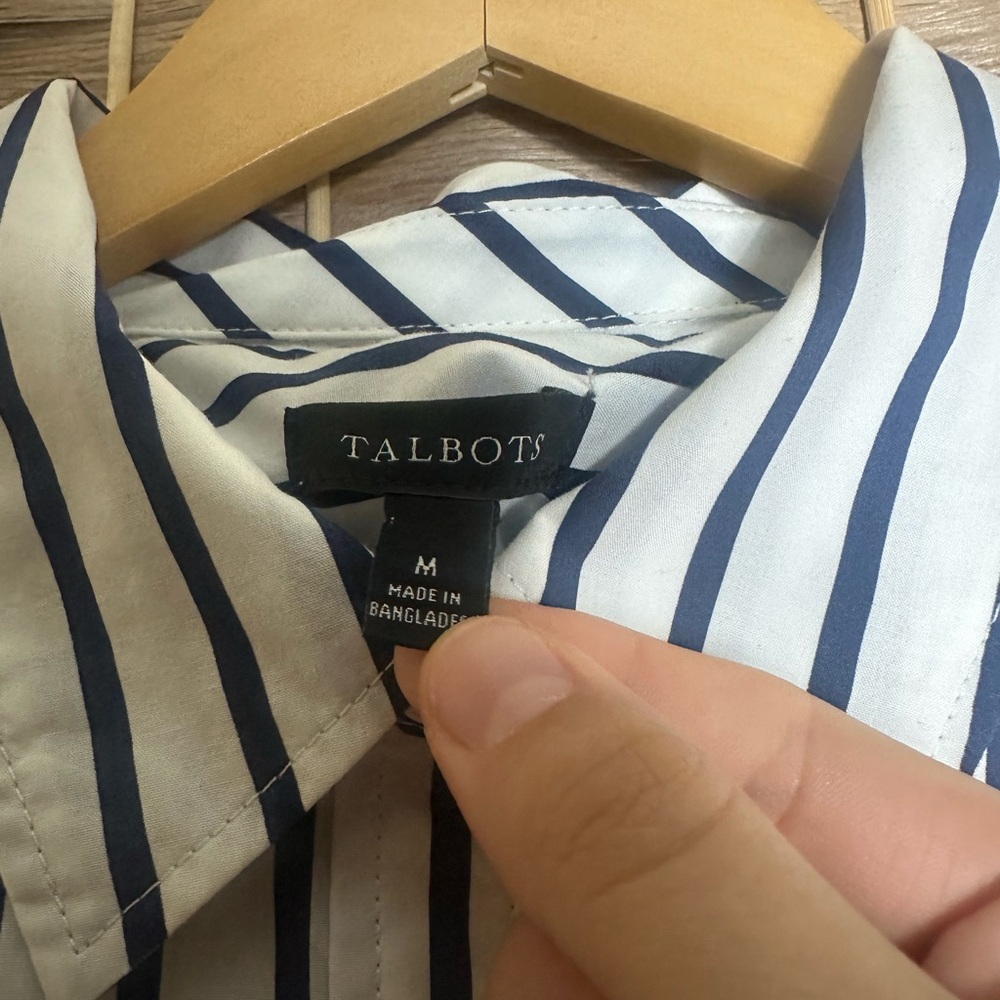 Talbots Twist Hem Nautical Stripe Shirt Top - Size Medium - Picture 7 of 10
